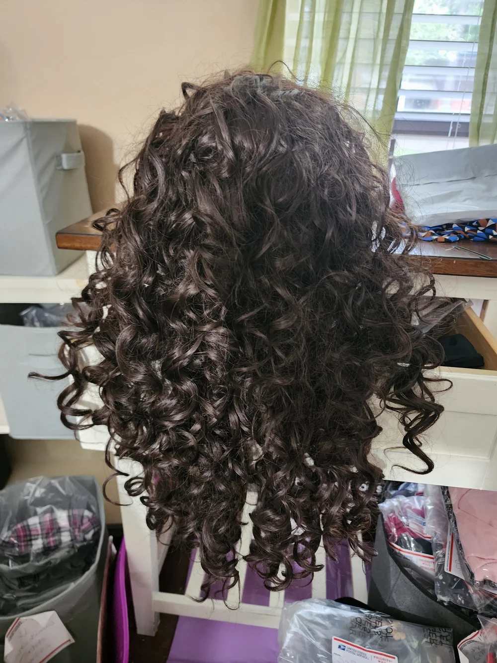 Long Dark Brown Curly Women's Wig with Natural Bounce